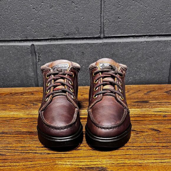 Vintage EASTLAND Chunky Brown Leather Moc Toe Platform Boots Women’s 7 - Picture 3 of 8